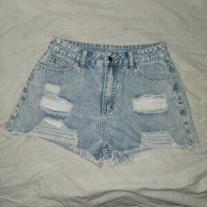 Ripped denim short shorts